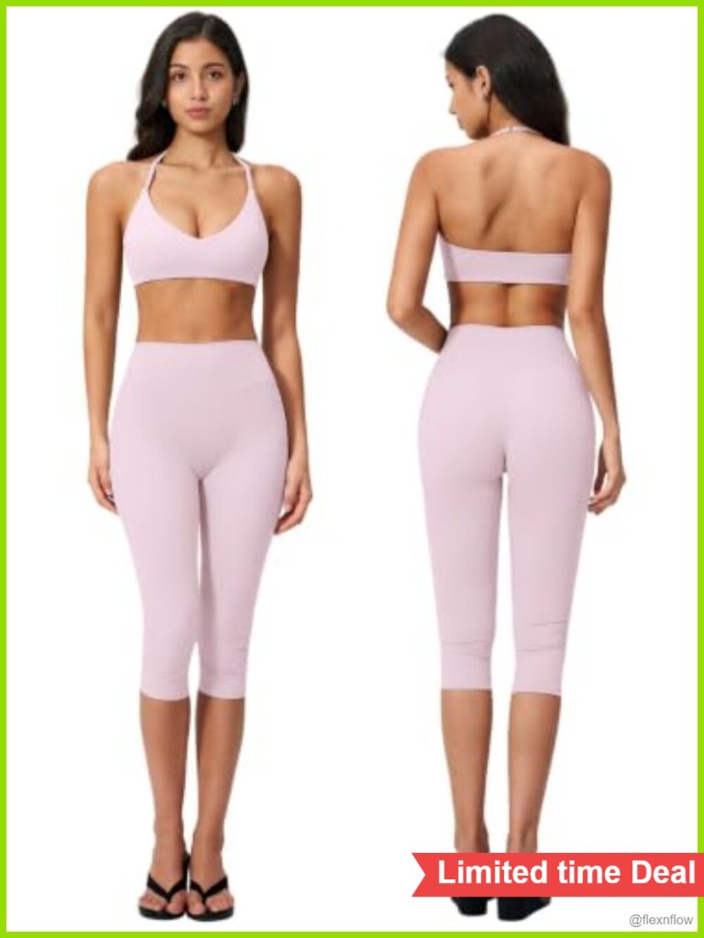 Capri Workout Set Halter Sports Bra High Waist Leggings 2 Piece Yoga